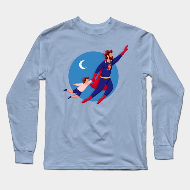 super dad and son Long Sleeve T-Shirt by Spring Moon